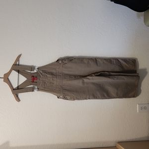 Ankle cropped khaki overalls